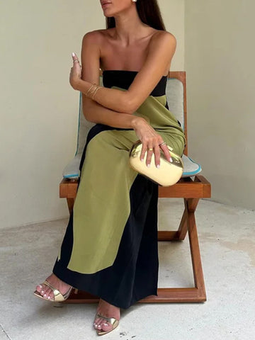 Loose Plus Size Printed Split-Joint Tube Maxi Dresses