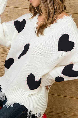 Lässiger Pullover mit V-Ausschnitt und Quastenkontrast 