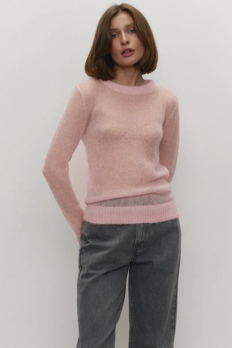Mohair Round Neck Knit Top