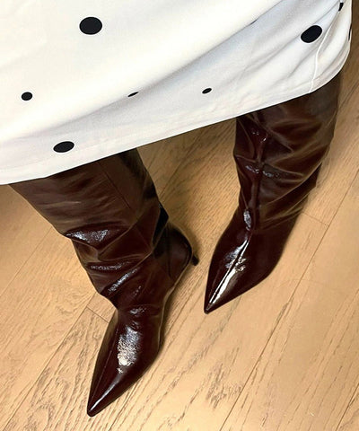 Mulberry Kunstleder Splicing Fashion Stiefel Spitzschuh 