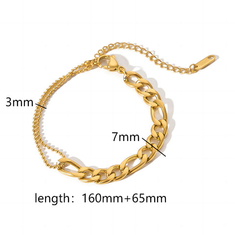 Pulseras de cadena de acero y titanio dorado con hueso de serpiente 