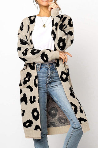 Suéter tipo cárdigan con estampado de leopardo, cómodo y dulce (3 colores) 