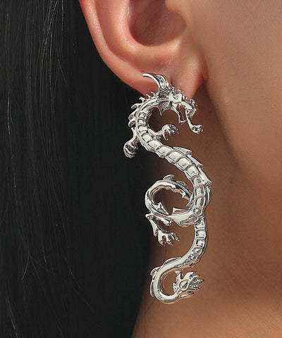 European and American Ins Style Exaggerated Golden Dragon Drop Earrings