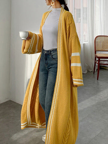 Urban Loose Cardigan-Mantel mit Streifen in Kontrastfarbe 