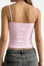 Casual Polka Dot Solid Slim Cami Top