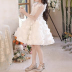 Elegantes weißes Baby-Kommunionkleid, Taufkleid für Mädchen 