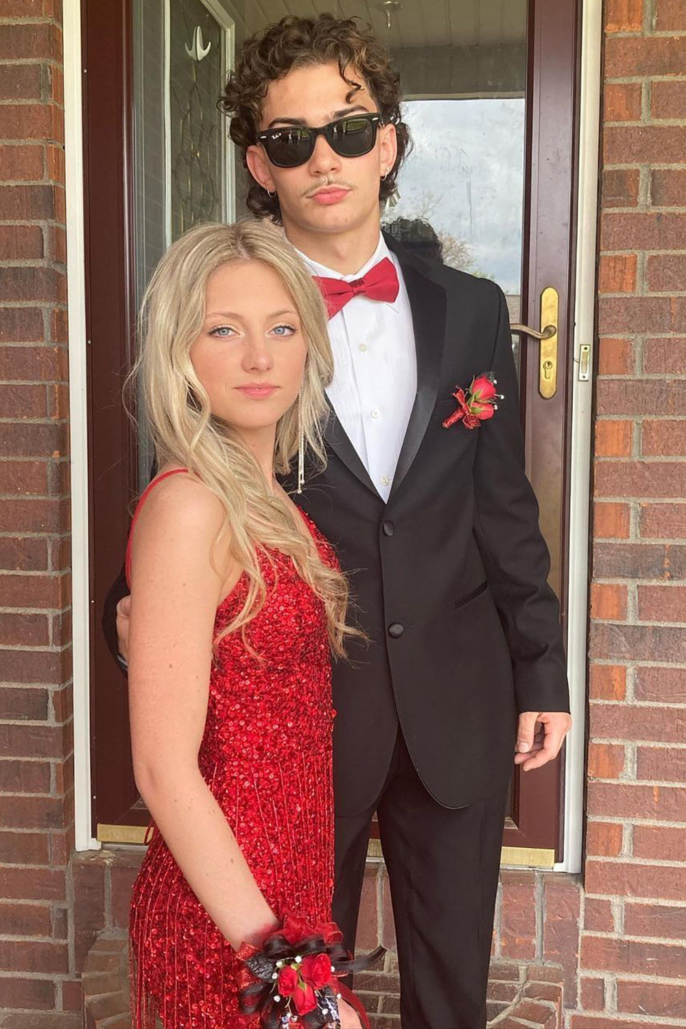 Mermaid Spaghetti Straps Red Sequins Long Prom Dress with Split Front