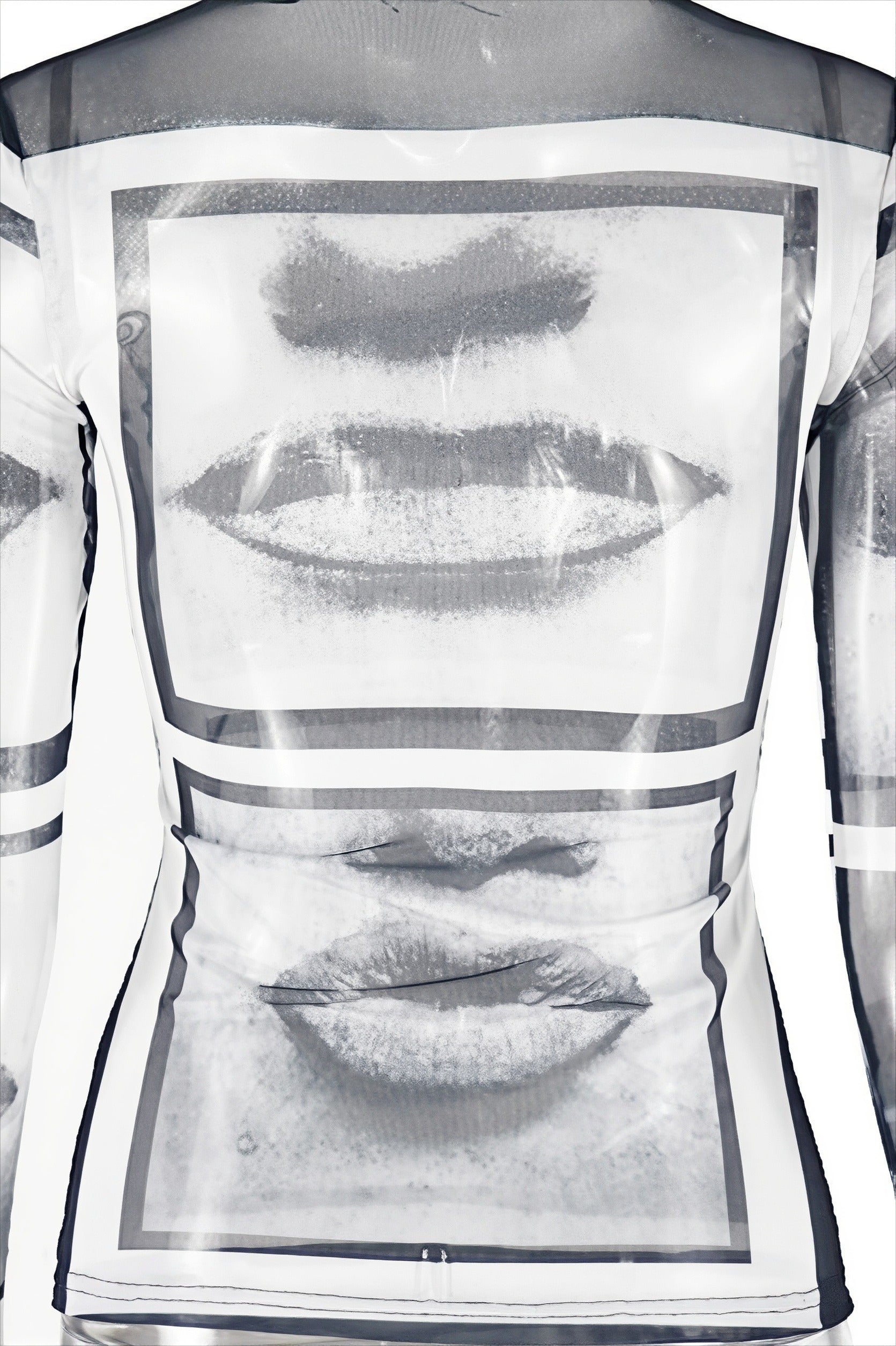 Round Neck Mesh Printed Long Sleeve Tee
