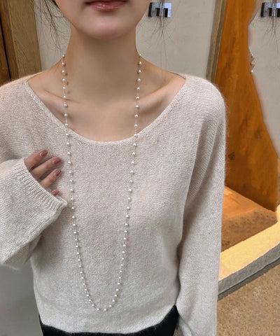 Collar único de cuentas de seda con cristales de perla y plata de ley 