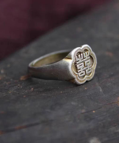 Chinese Style Silk Sterling Silver Rings