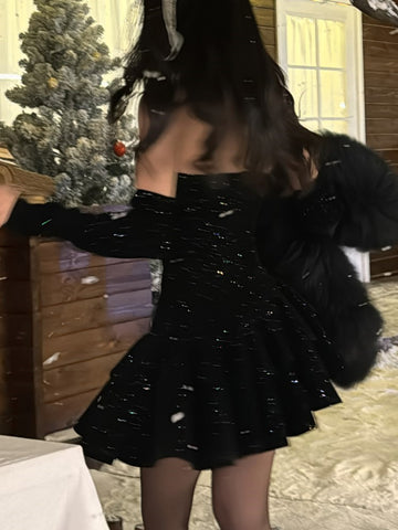 Minivestido de terciopelo Y2K para mujer, sin tirantes, con gargantilla, sexy, ajustado, con capas y volantes, corte A, para fiesta de cumpleaños, noche, graduación 