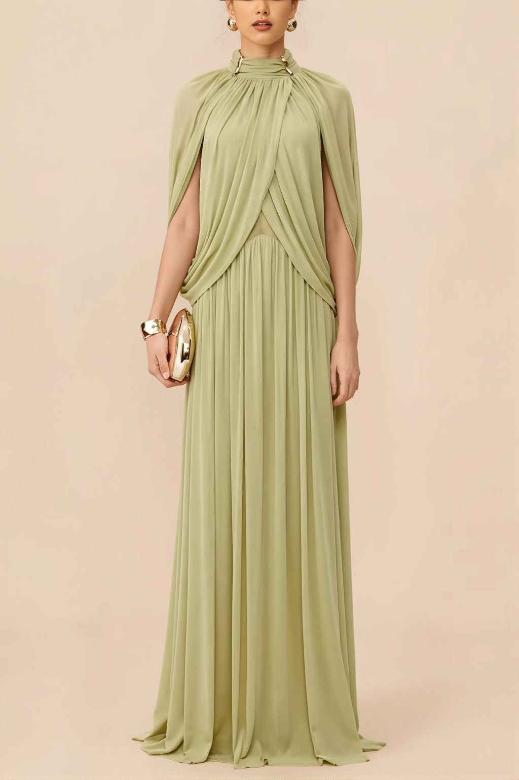 Elegant Cross Ruffle Maxi Dress