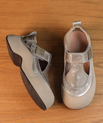 Neue Apricot Hollow Out Atmungsaktive Plateausandalen 