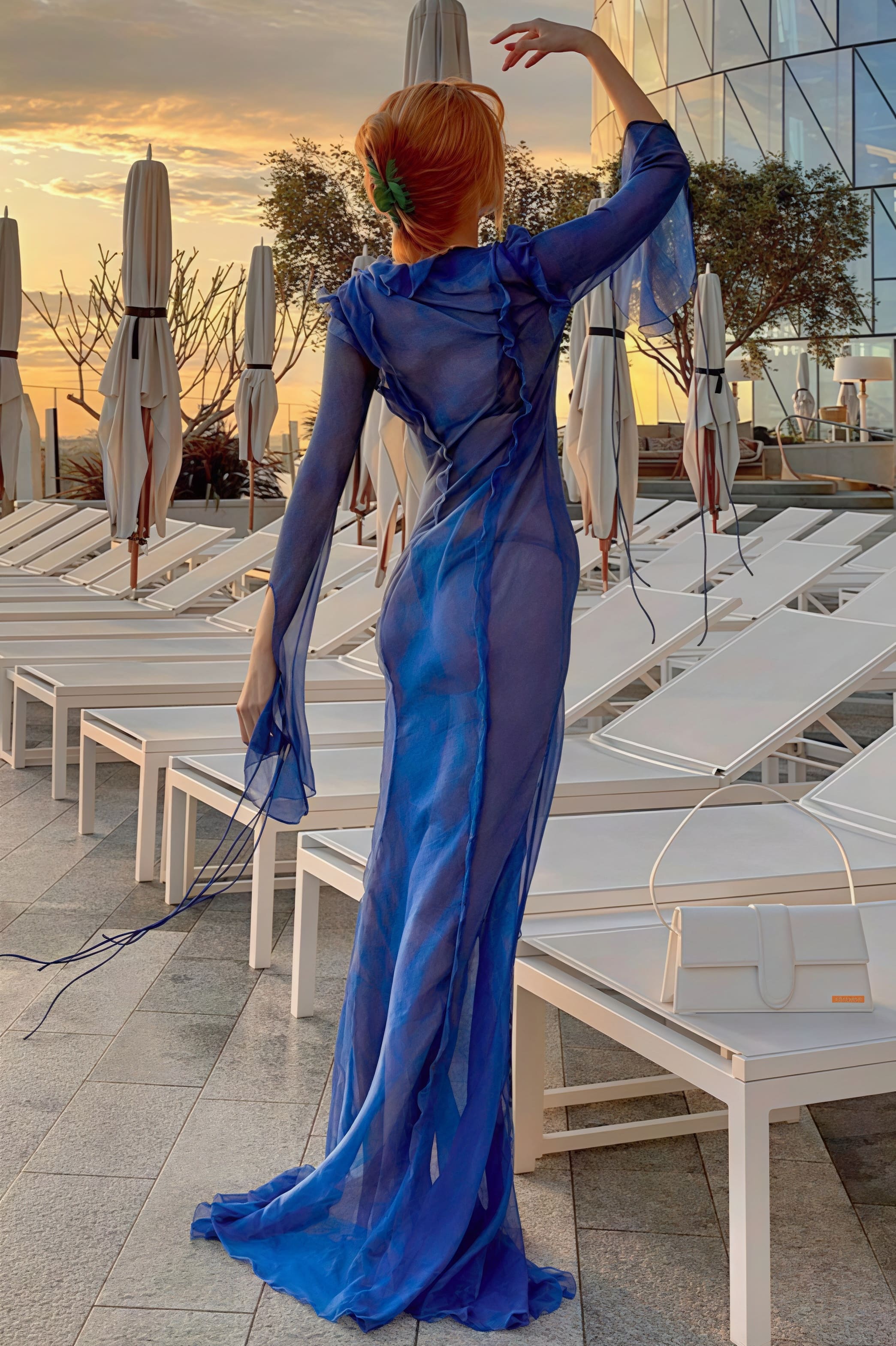 Chic Sheer V Neck Wrap Tie Slit Maxi Dress