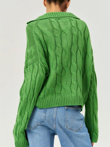 Tossy Loose Lapel Patchwork Sweater Pullover Female Solid Long Sleeve High Waist Y2k Top Knitwear Baggy Autumn Oversized Sweater