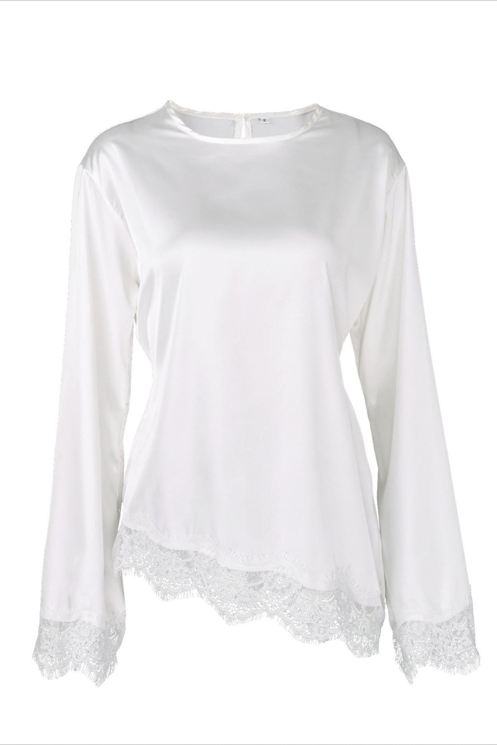 Lace Panel Solid Casual Blouse