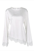 Lace Panel Solid Casual Blouse