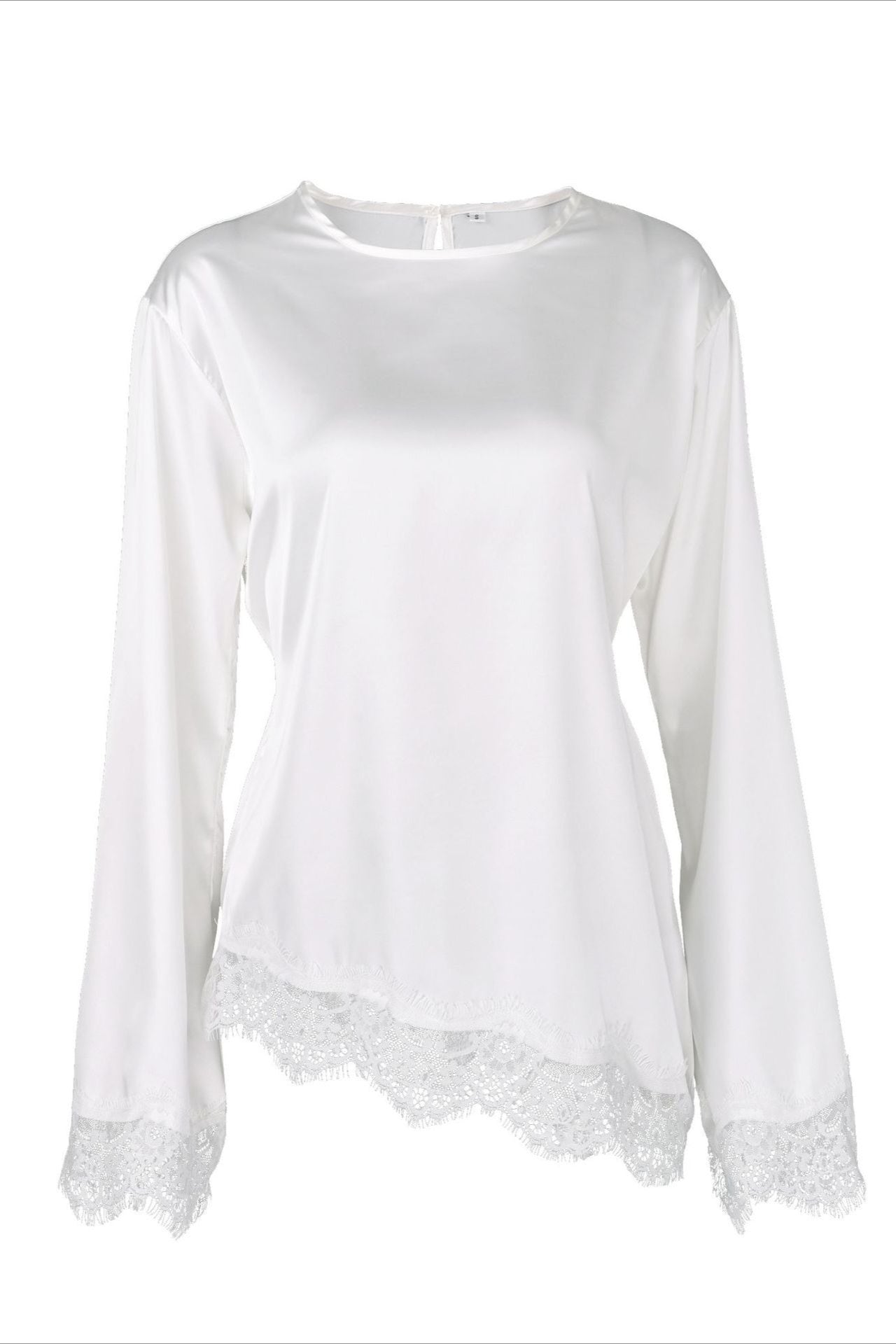 Lace Panel Solid Casual Blouse