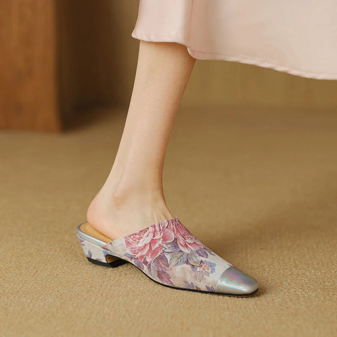 Nuevos zapatos Muller de moda, zapatillas de tacón alto cómodas de gamuza de oveja de alta calidad, zapatillas sencillas para el hogar, zapatos casuales de uso diario. 