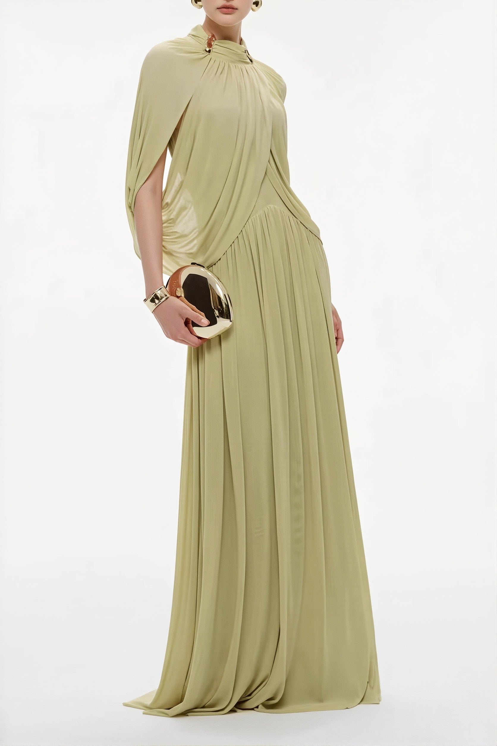 Elegant Cross Ruffle Maxi Dress