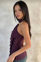 Solid Backless Halter Neck Sexy Sleeveless Halter Top