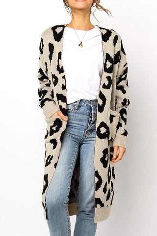 Suéter tipo cárdigan con estampado de leopardo, cómodo y dulce (3 colores) 