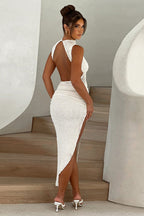 Textured Backless Bodycon Maxi Dress