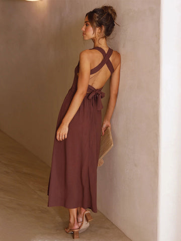 Geburtstags-Maxikleid, ärmellos, lässig, langes Lagenkleid 