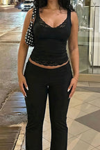 Chic Sexy Solid Lace Trim Cami Top