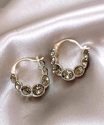 Pendientes de aro de circonita de aleación de cobre boutique 