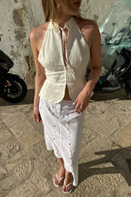 Halter Tie Slim Cotton Summer Blouse