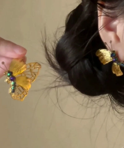 Vintage Gold Sterling Silber Overgilt Schmetterling Hohlohrstecker 