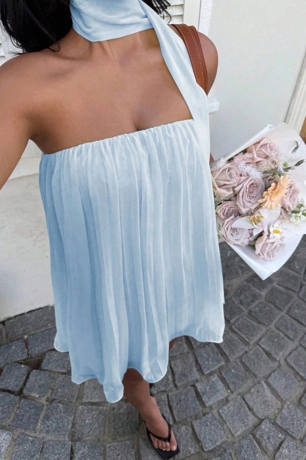 Chiffon Cutout Back Elegant Mini Dress