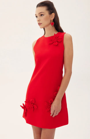 Madeline Sleeveless Floral Applique Mini Dress
