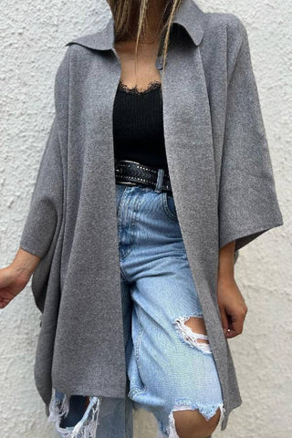 Einfarbige, lässige Strickjacke mit lockerem Einknopf-Windbreaker 