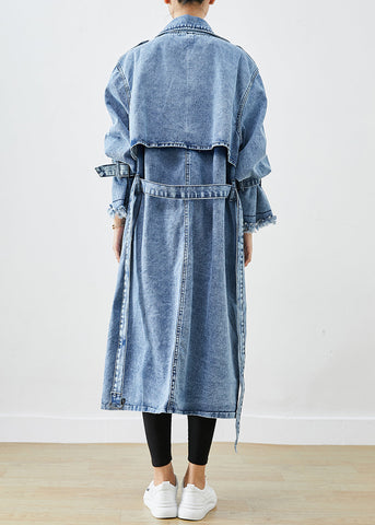 Art Hellblau Revers Doppelbrust Denim Trenchcoats Herbst 