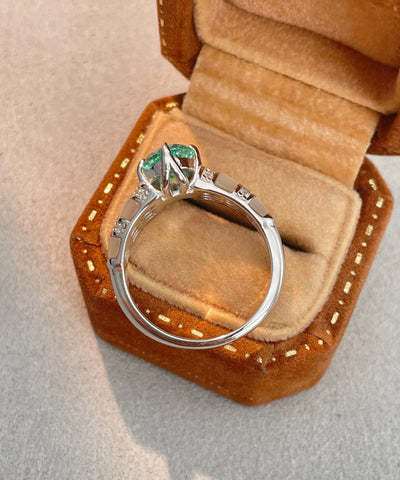 Anillos boutique de plata de ley verde con incrustaciones de piedras preciosas y circonitas 