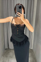 Sheer Lace Trim Cami Top Elegant