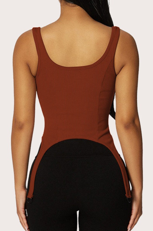 U Neck Zip Back Knit Top