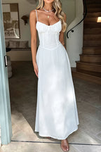 Elegant Solid Tie Bodycon Maxi Dress
