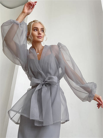 Tossy Mesh-Urlaubs-Überzugshemd für Damen, V-Ausschnitt, Schnürung, Strand-Outwear, Sommer-Überzug 