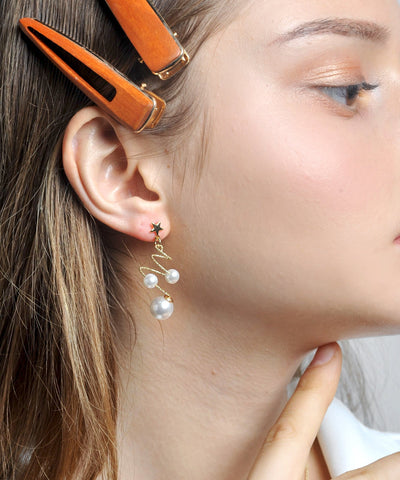 Pendientes colgantes con forma de estrella y perla de cobre blanco Vogue 
