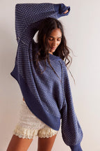 Dotted Panel Loose Crew Neck Sweatshirt