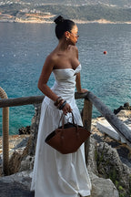 Solid Hollow Bandeau Casual Maxi Dress