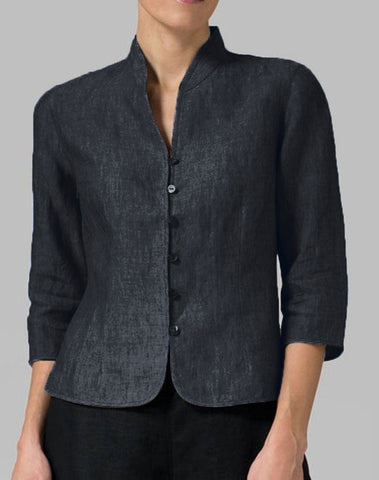 Schlanker, modischer Mantel aus Baumwolle und Leinen 