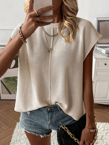Women Solid Color Bat Sleeve Sweater Top