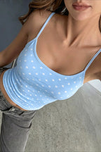 Casual Polka Dot Solid Slim Cami Top