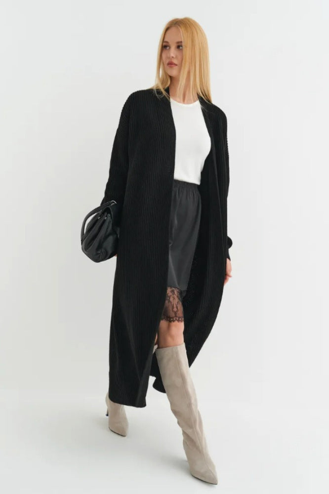 Oversized Long-Length Knit Cardigan