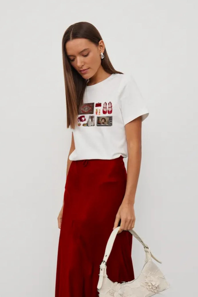 Casual Minimalist Fun Print Loose Cotton T-shirt