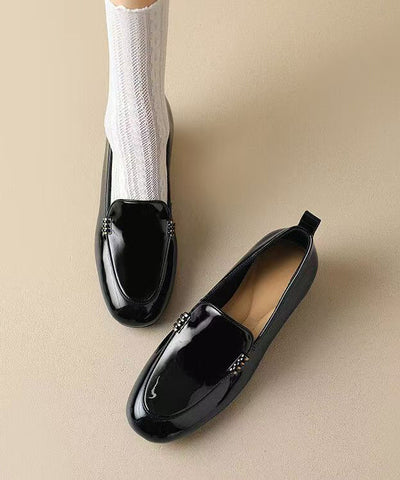 Stilvolle Splicing Chunky Loafer Schuhe Rotes Schaffell 